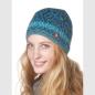 Preview: Alpaka Jacquard Mütze CHIMU türkis mit Baumwollvlies