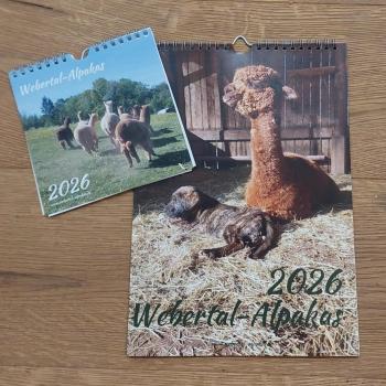 Das Webertal-Alpakas-Kalender-Set für 2026