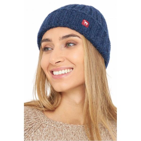 Vorderansicht Mütze BIANCA blau meliert Damengesicht